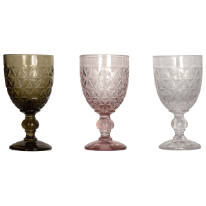 Bicchiere coppa caramello, rosa e trasparente