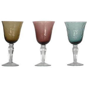 Bicchieri Vetro Shop azzurro, rosa e caramello
