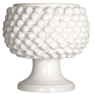 Mezza pigna decorativa bianca