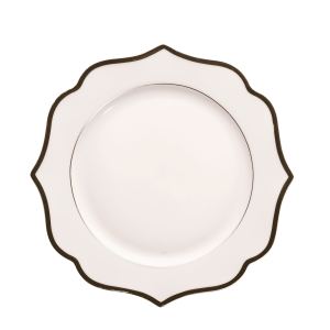 Piatto piano Le Coq bianco filo oro